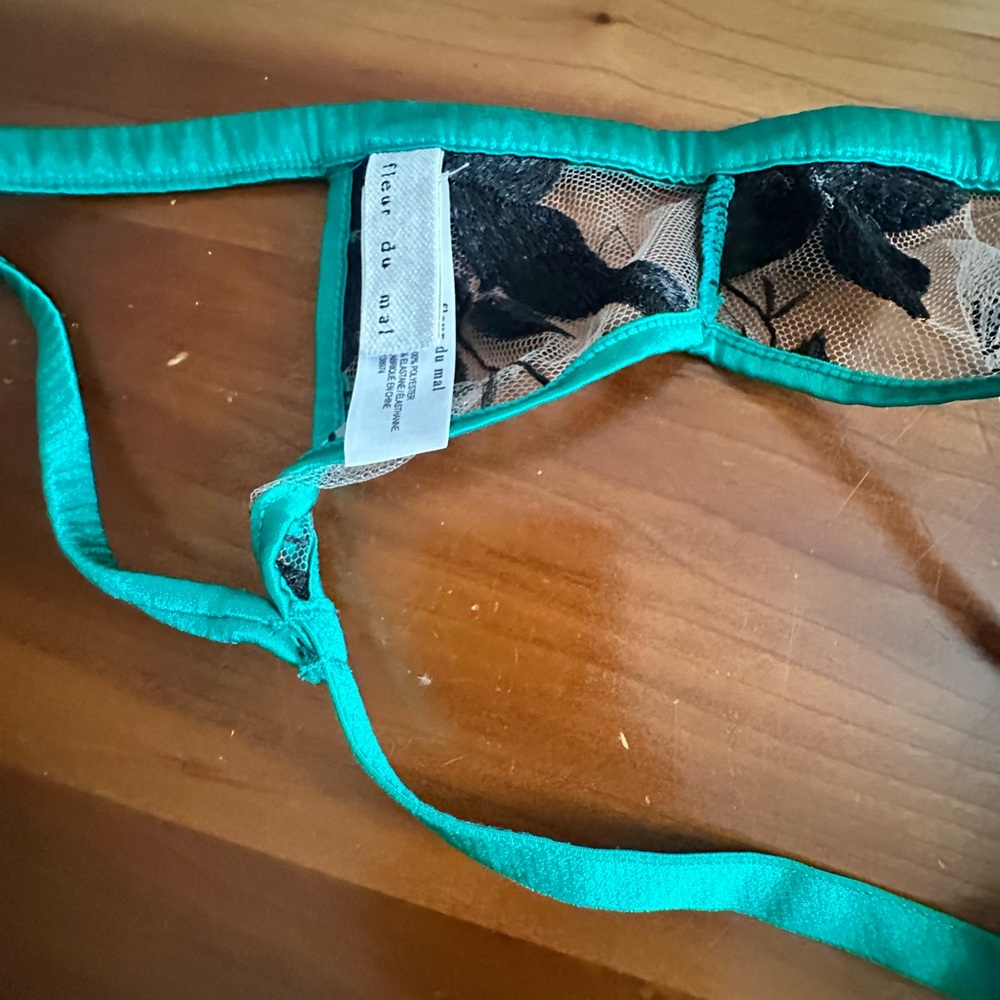 Fleur Du Mal Allover Foil Embroidery bra and garter belt - Picture 7 of 8
